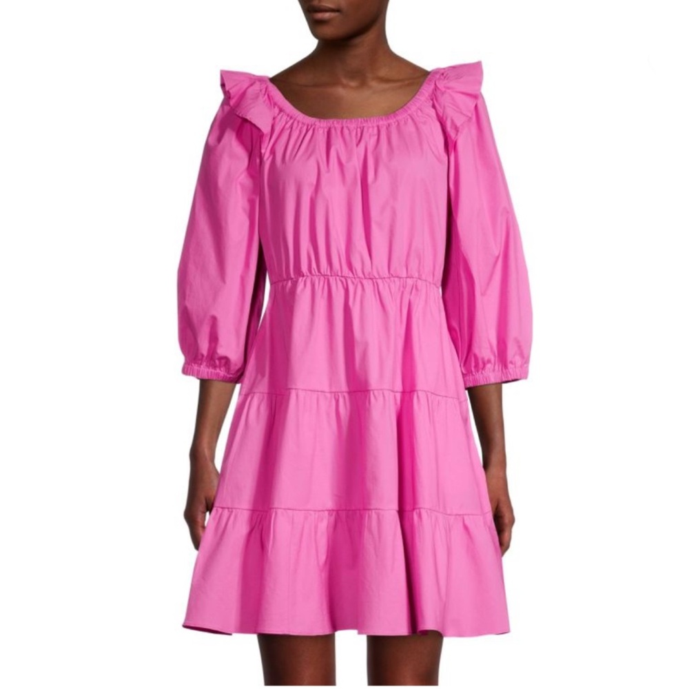 RACHEL PARCELL Pink Ruffled Shoulder Tiered Minidress Women’s Sz‎ 6